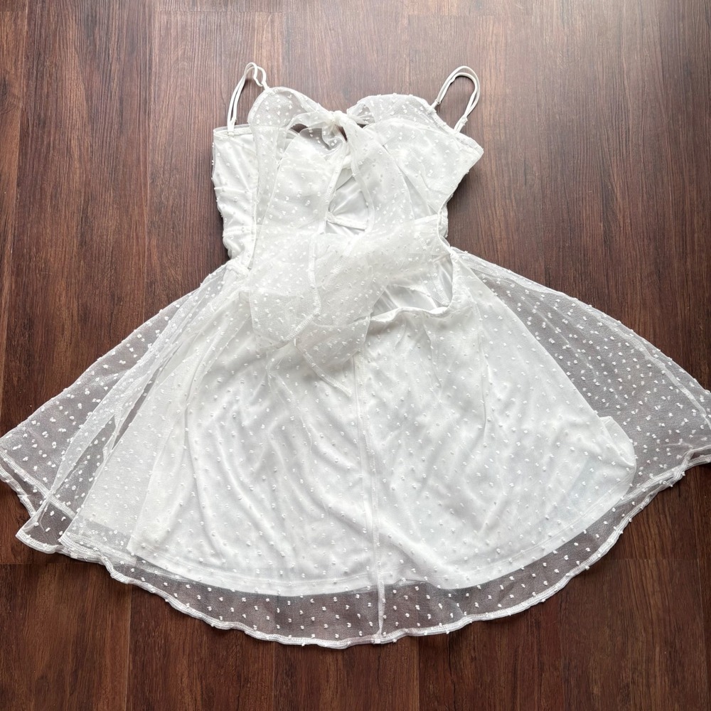 Lucy in the Sky White/Cream Swiss Dot Sweetheart Neckline Dress Size XL Romantic - Picture 6 of 8